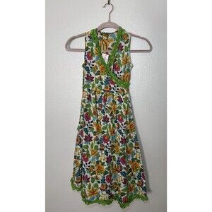 April Cornell Girls Kelly’s Garden Floral Cotton Ruffle Wrap Style Dress Size 8